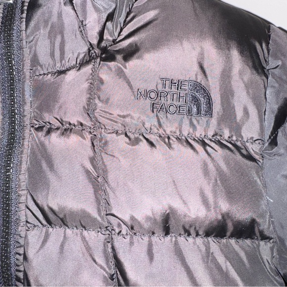 North face girls black pink fleece tnf 550 down quilted puffer parka jacket Sz 8 - Picture 7 of 7